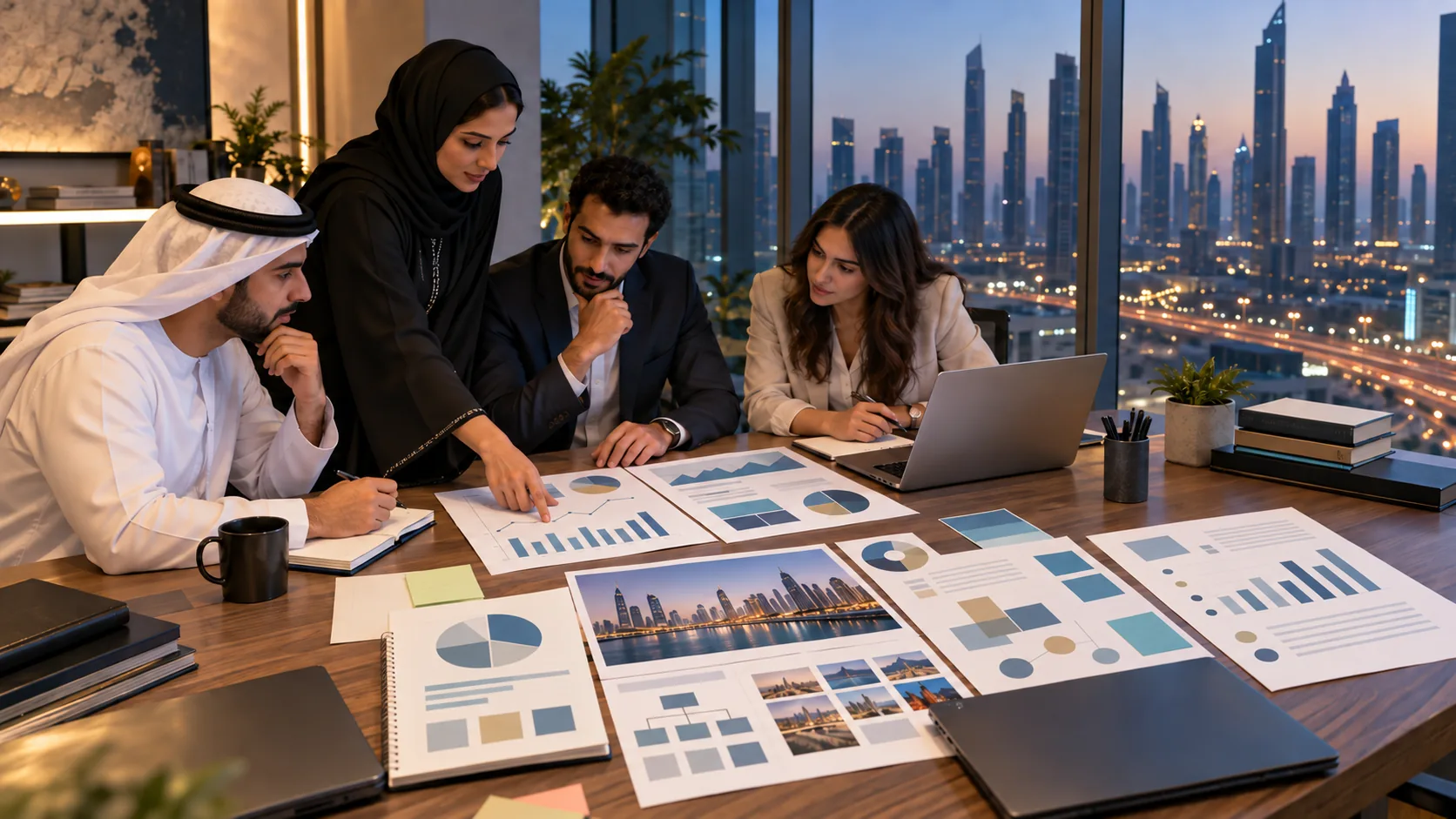 Dubai marketing team comparing SEO scope, bilingual content plans and organic search investment
