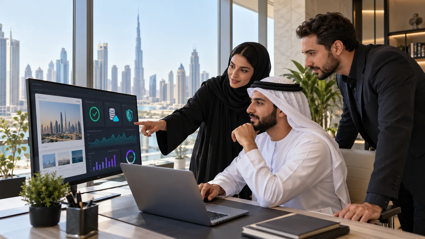 Dubai web operations team reviewing website uptime, backups, security and performance maintenance