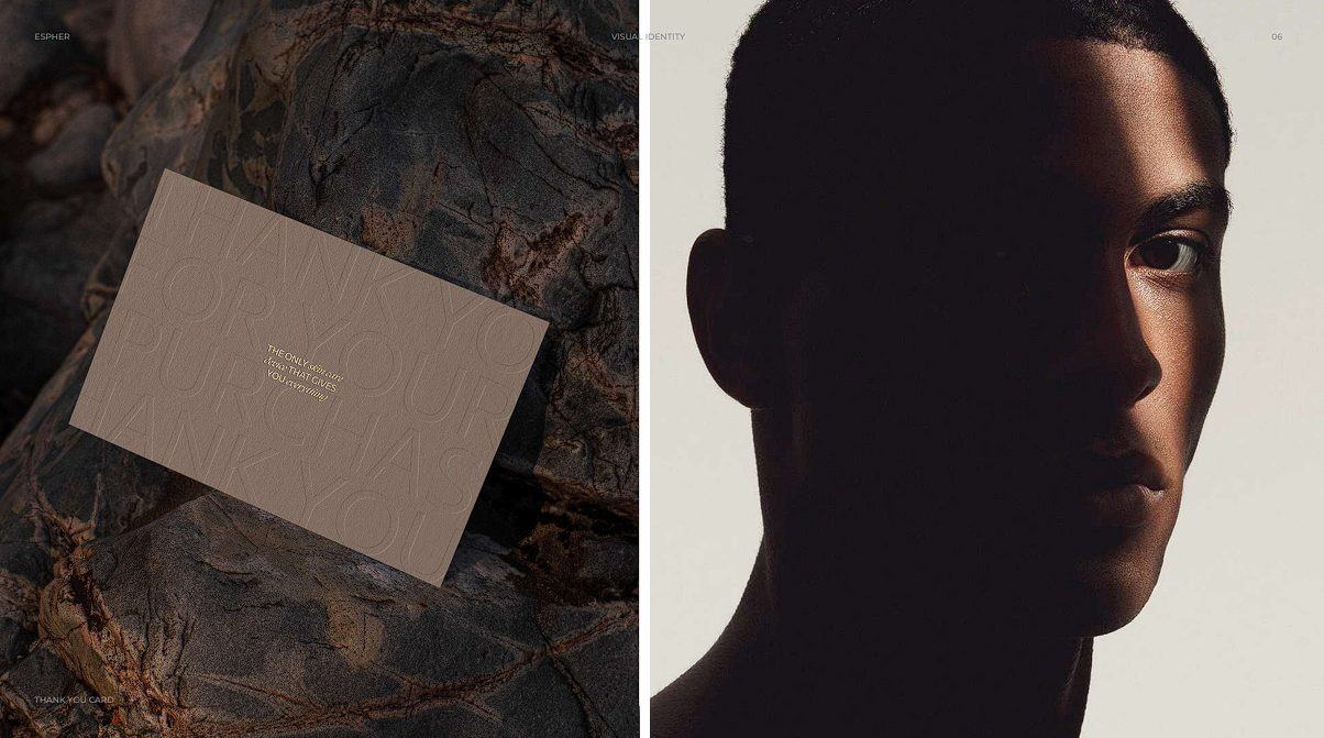 ESPHER thank you card and editorial portrait application