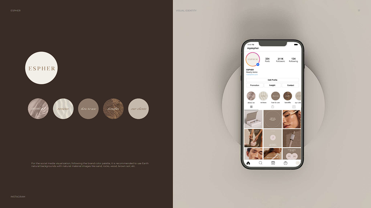 ESPHER Instagram visual identity system