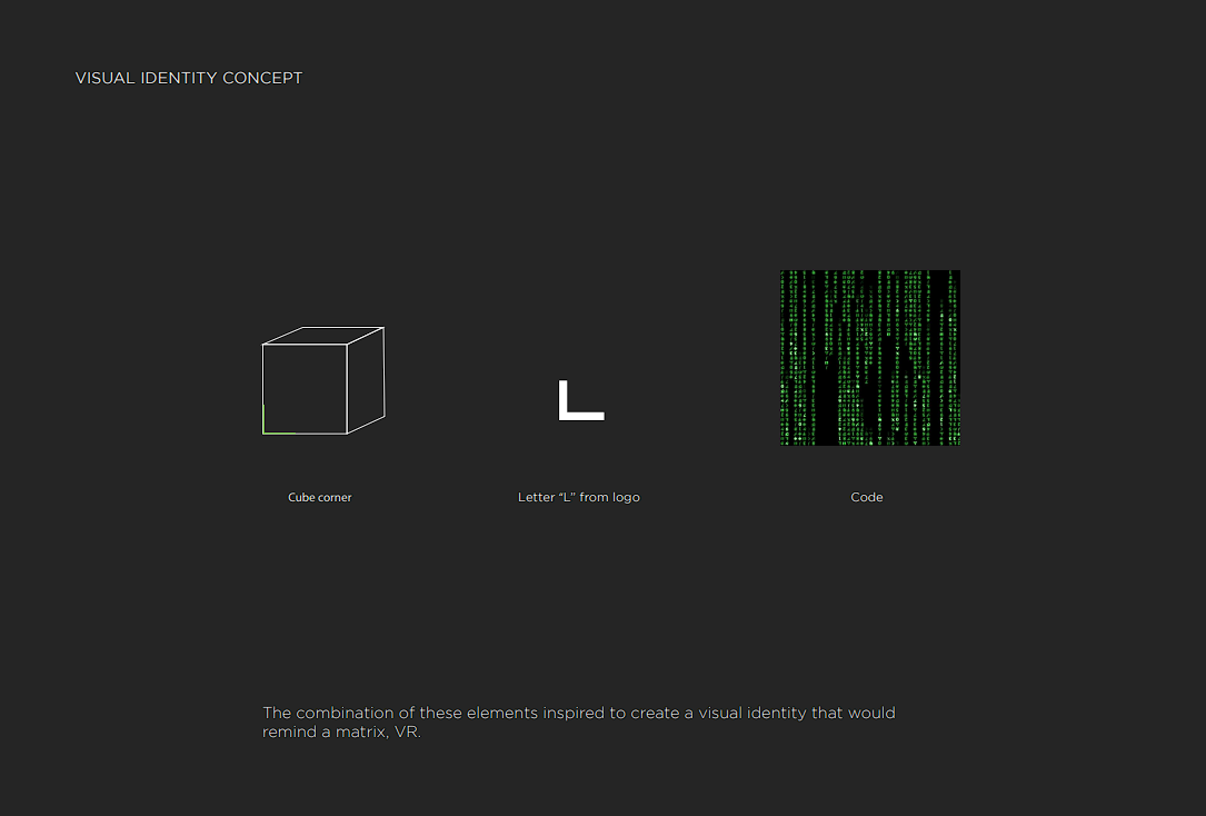 FLINTO visual identity concept with cube corner, letter L and code references