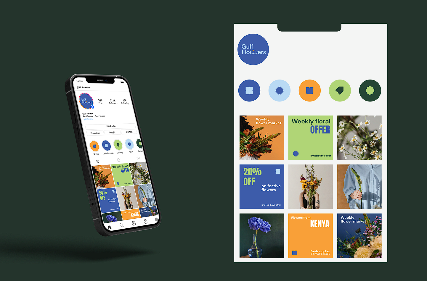 Gulf Flowers Instagram profile and social media post grid concept